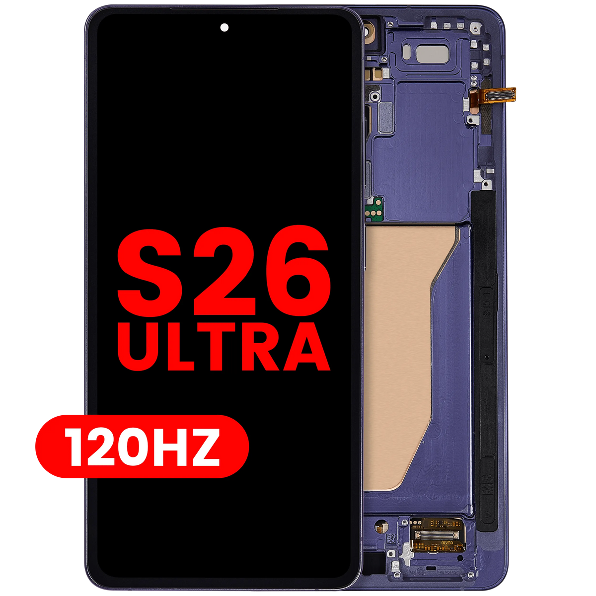 Samsung Galaxy S26 Ultra 120Hz OLED screen assembly with frame - Cobalt Violet