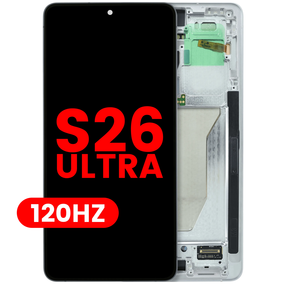 Samsung Galaxy S26 Ultra 120Hz OLED screen assembly with frame - White