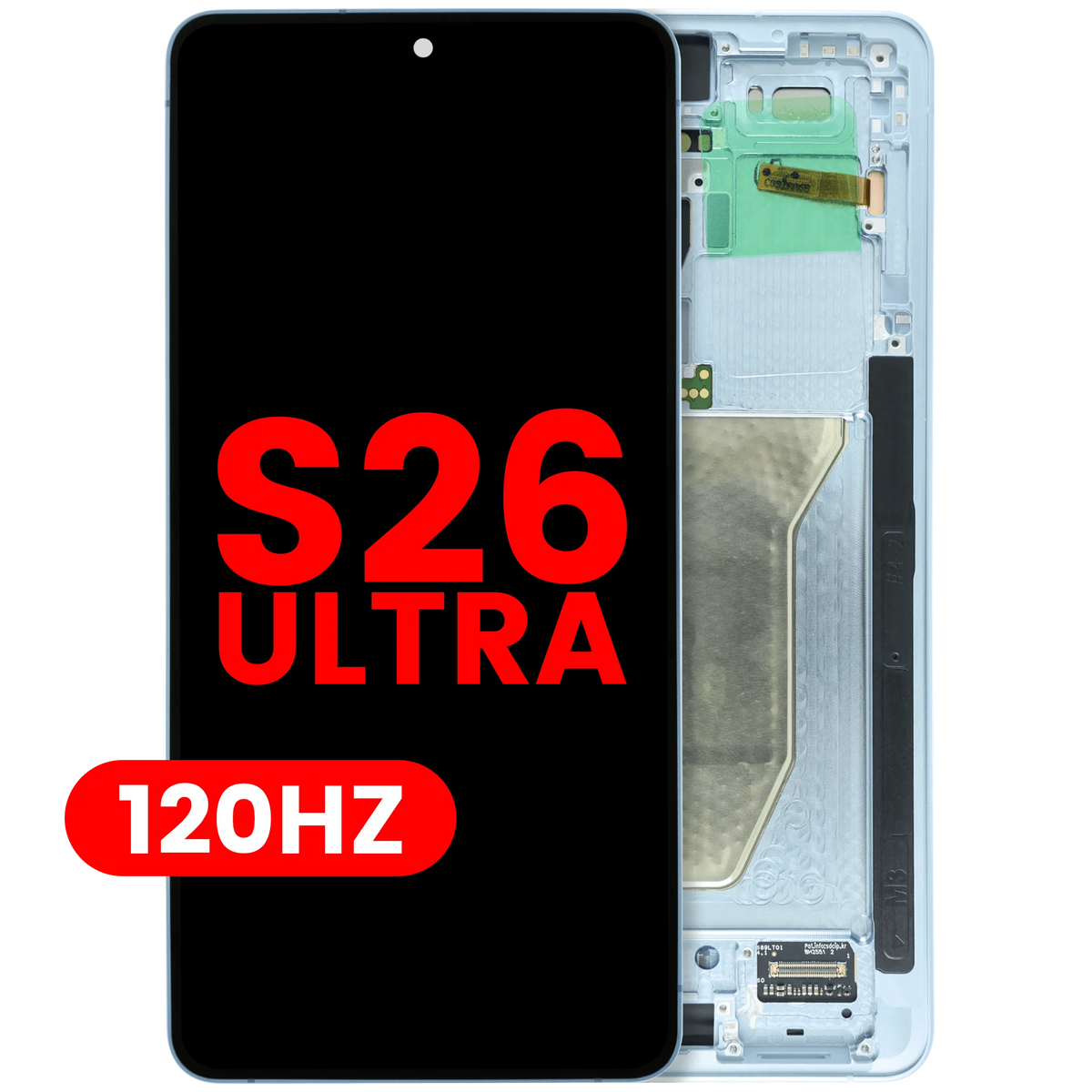 Samsung Galaxy S26 Ultra 120Hz OLED screen assembly with frame - Sky Blue