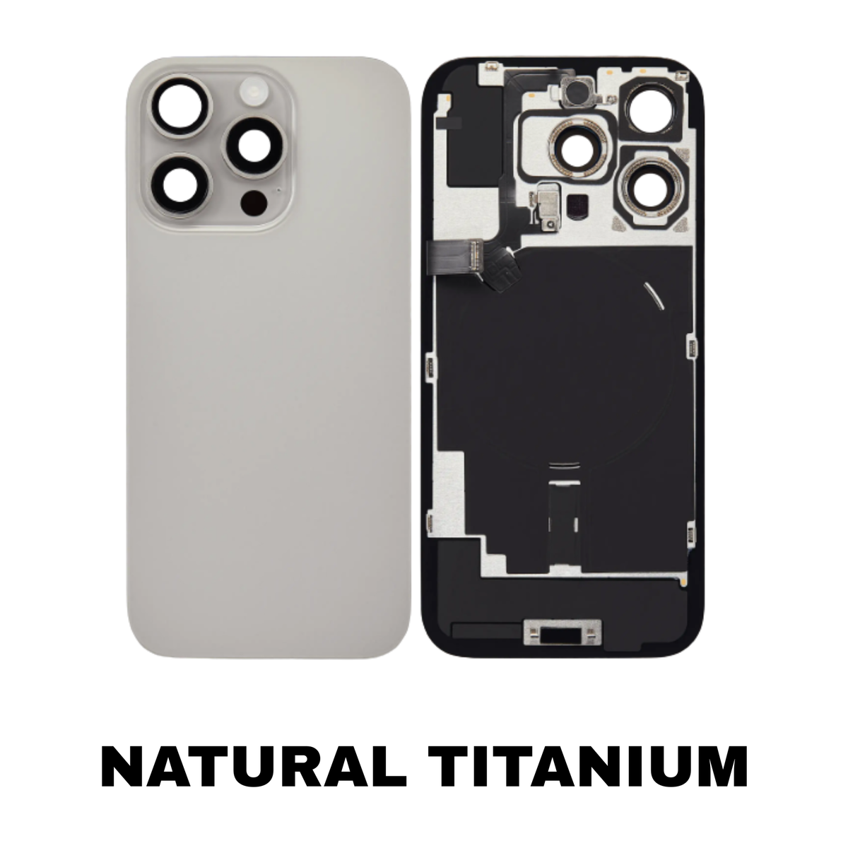 iPhone 16 Pro rear glass Natural Titanium no logo MagSafe NFC