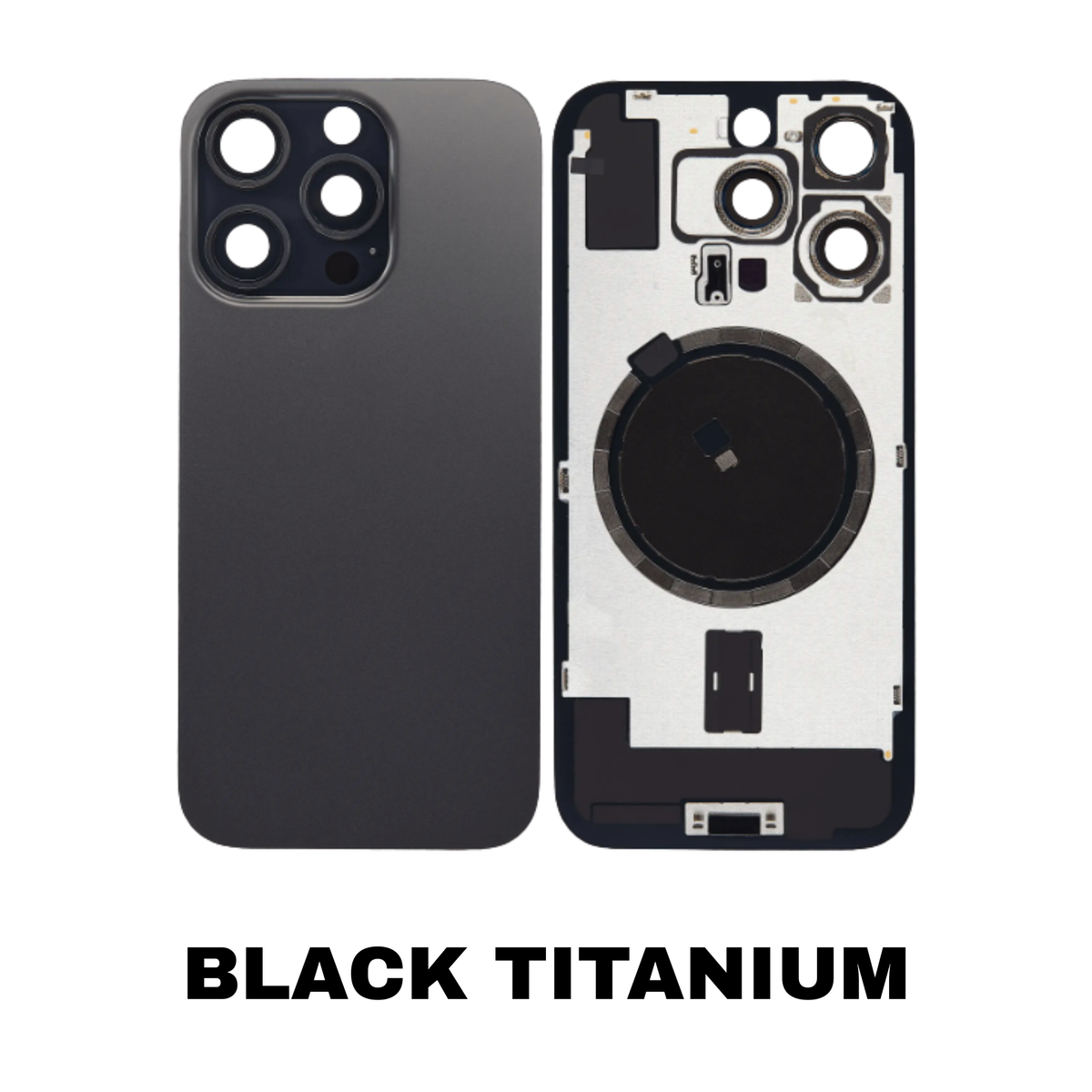 iPhone 16 Pro rear glass Black Titanium no logo MagSafe