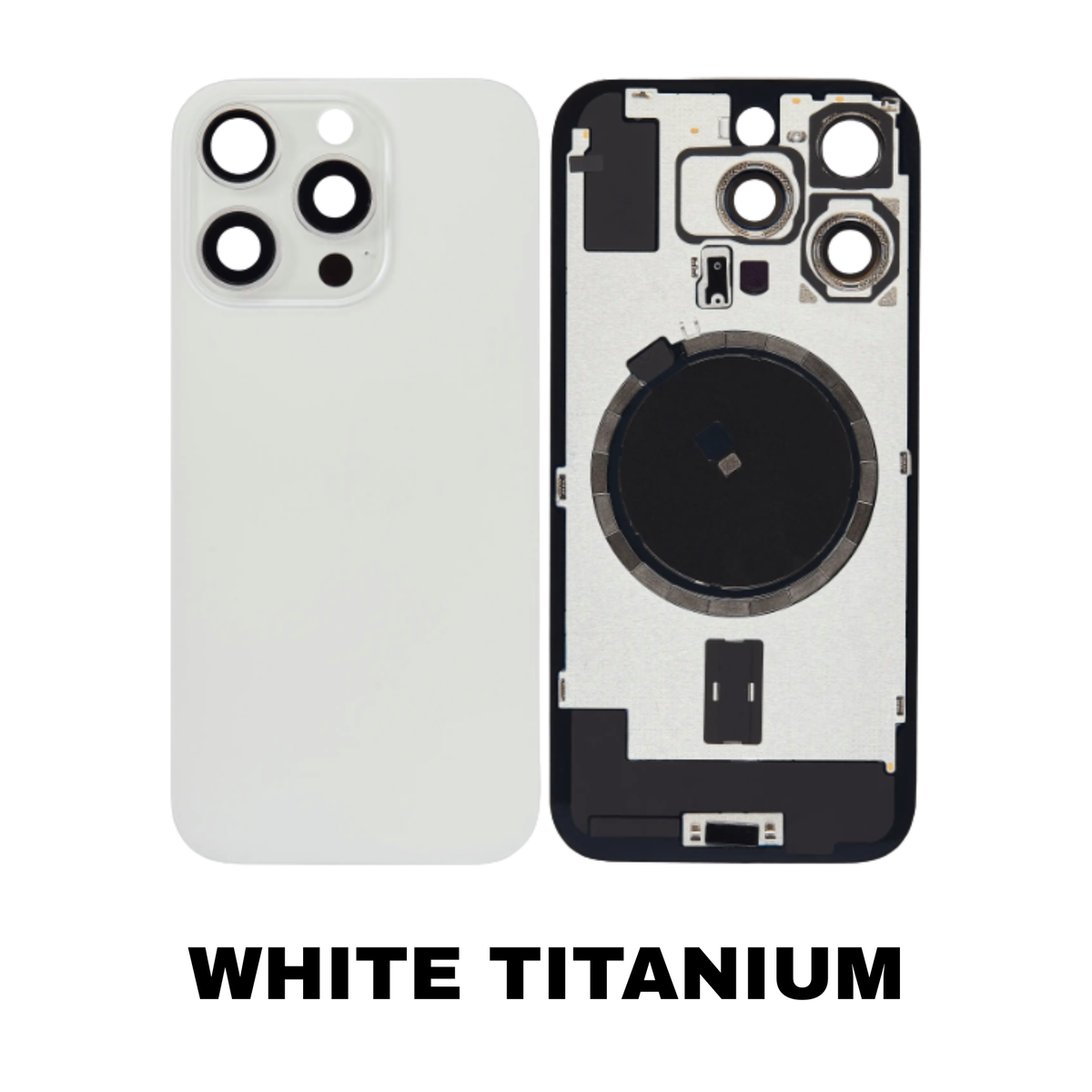 iPhone 16 Pro rear glass White Titanium no logo MagSafe