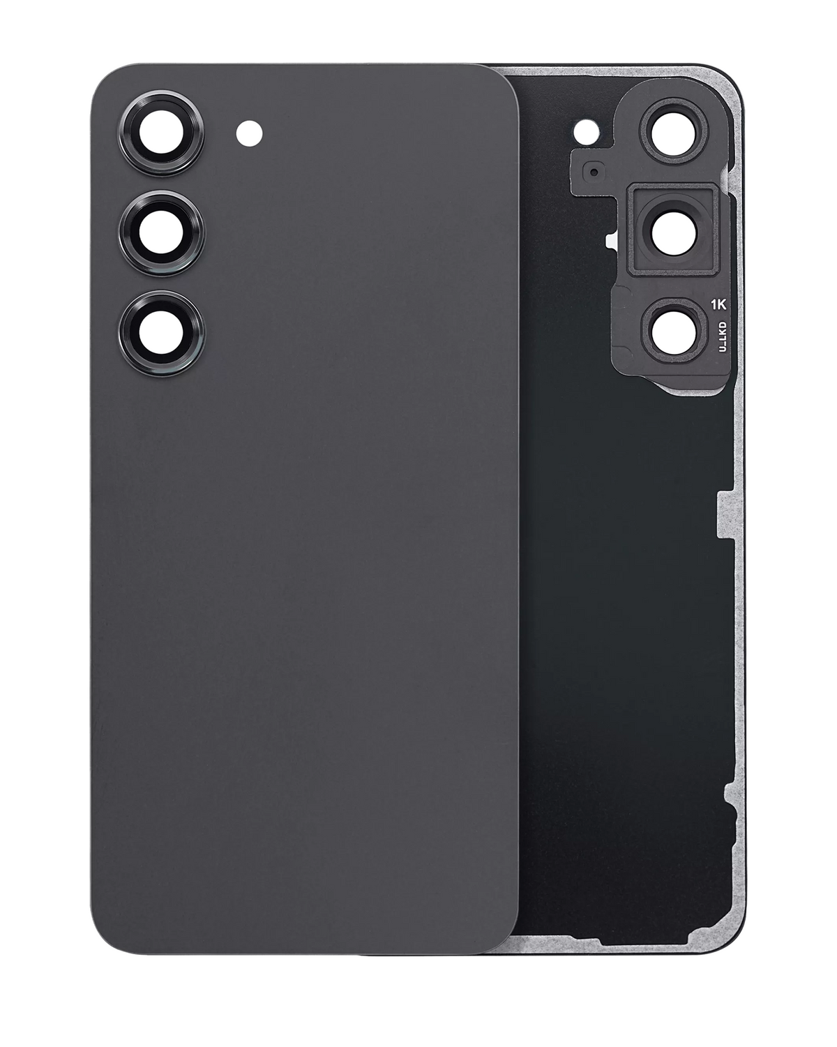 Samsung Galaxy S23 aftermarket back cover glass with camera lens no logo - Phantom Black