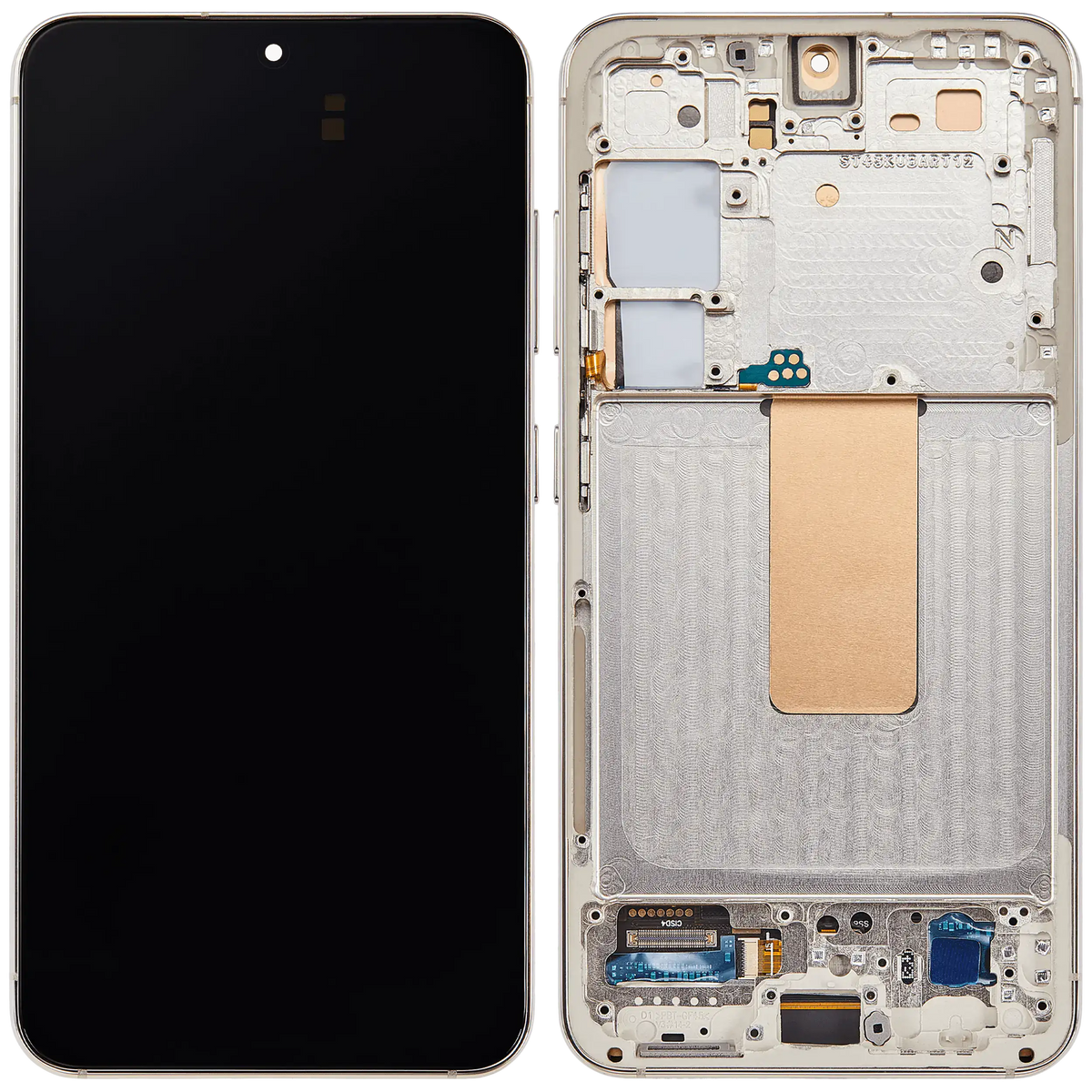Samsung Galaxy S23 aftermarket 120Hz OLED assembly with frame - Cream - detail view 2