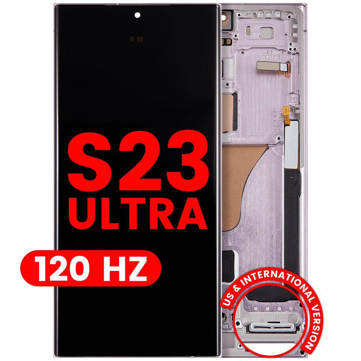 Samsung Galaxy S23 Ultra Aftermarket 120Hz OLED With Frame - Lavender