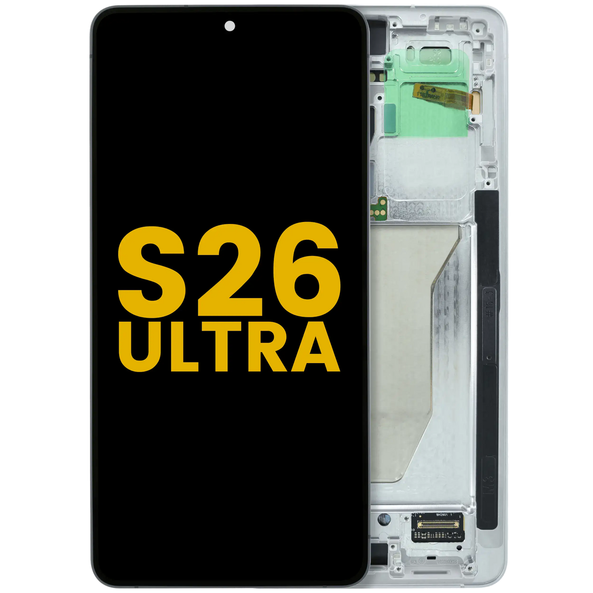 Samsung Galaxy S26 Ultra refurbished OLED screen assembly with frame - White