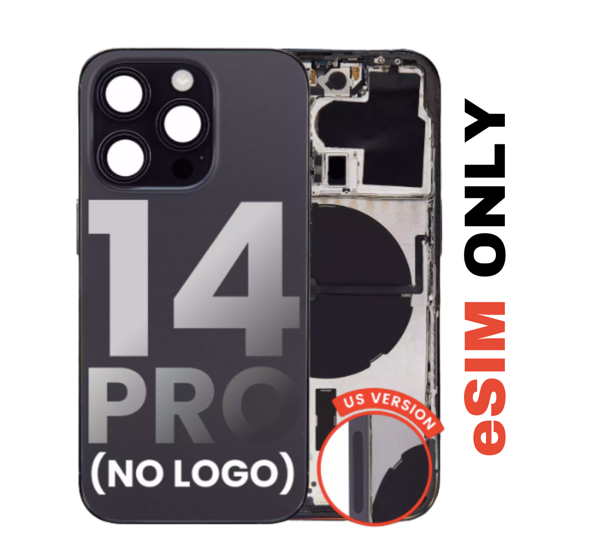 iPhone 14 Pro Back Housing with Small Pre-Installed (U.S Version) (eSIM Only) (No Logo)
