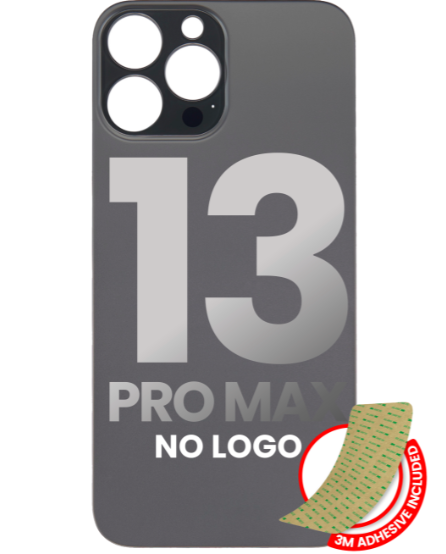 Back Glass with 3M Adhesive Compatible for iPhone 13 Pro Max (No Logo / Large Camera Hole)