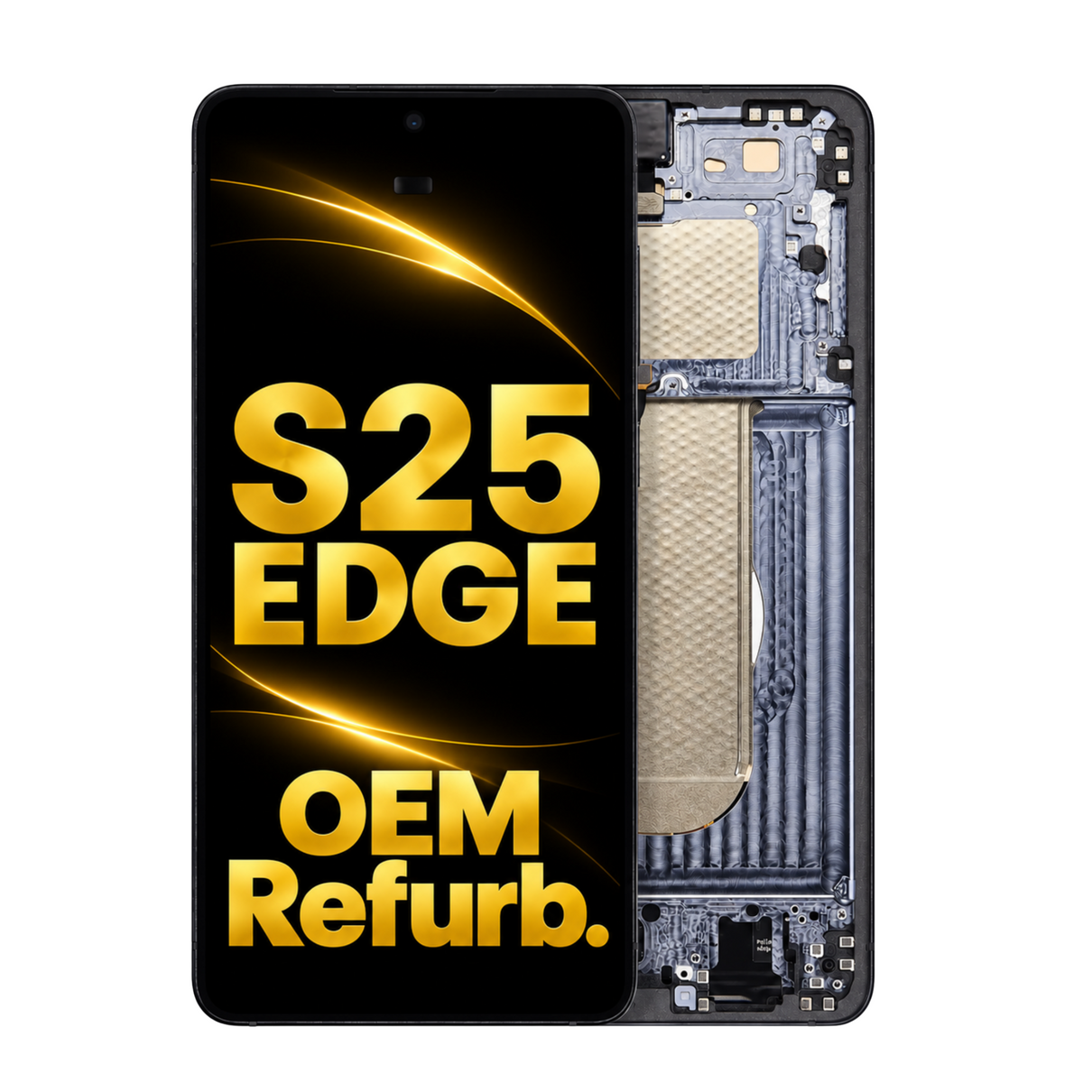 Samsung Galaxy S25 Edge OEM OLED Assembly With Frame Titanium Jet black