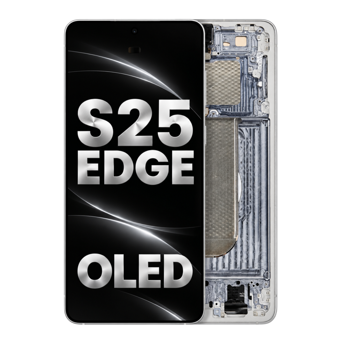 Samsung Galaxy S25 Edge OLED Assembly With Frame Titanium Silver