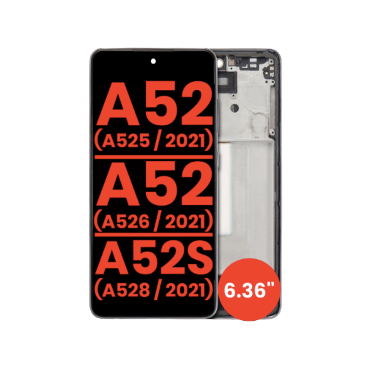 Samsung A52 5G OLED display replacement with frame (6.36")
