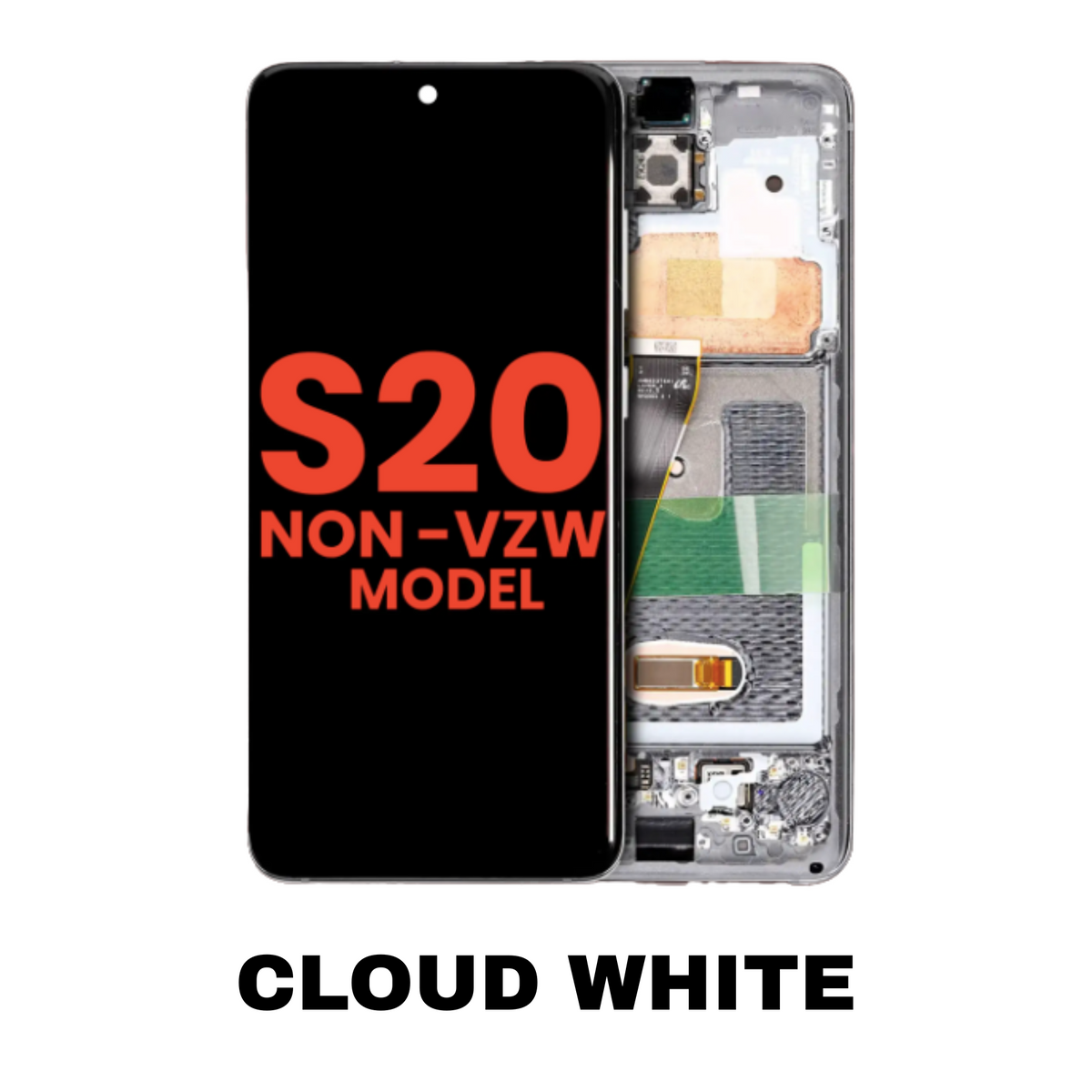 Samsung Galaxy S20 5G OLED assembly with frame Cloud White