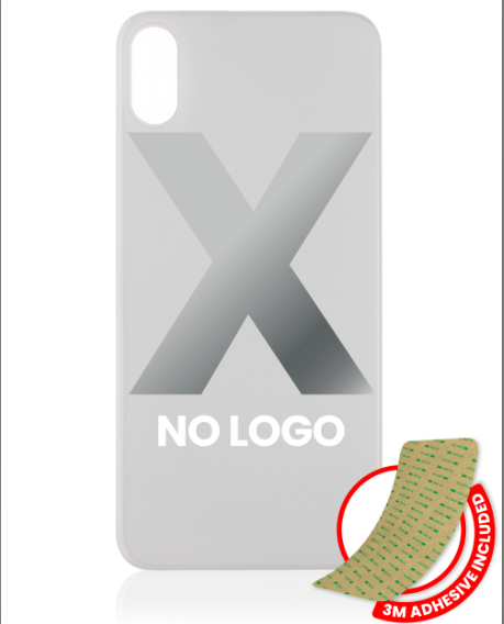 iPhone X Back Glass Replacement (No Logo / Large Camera Hole) White