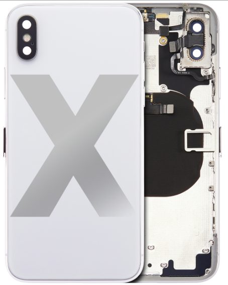 iPhone X Back Housing with Small Parts Pre-Installed (No Logo) (Silver)