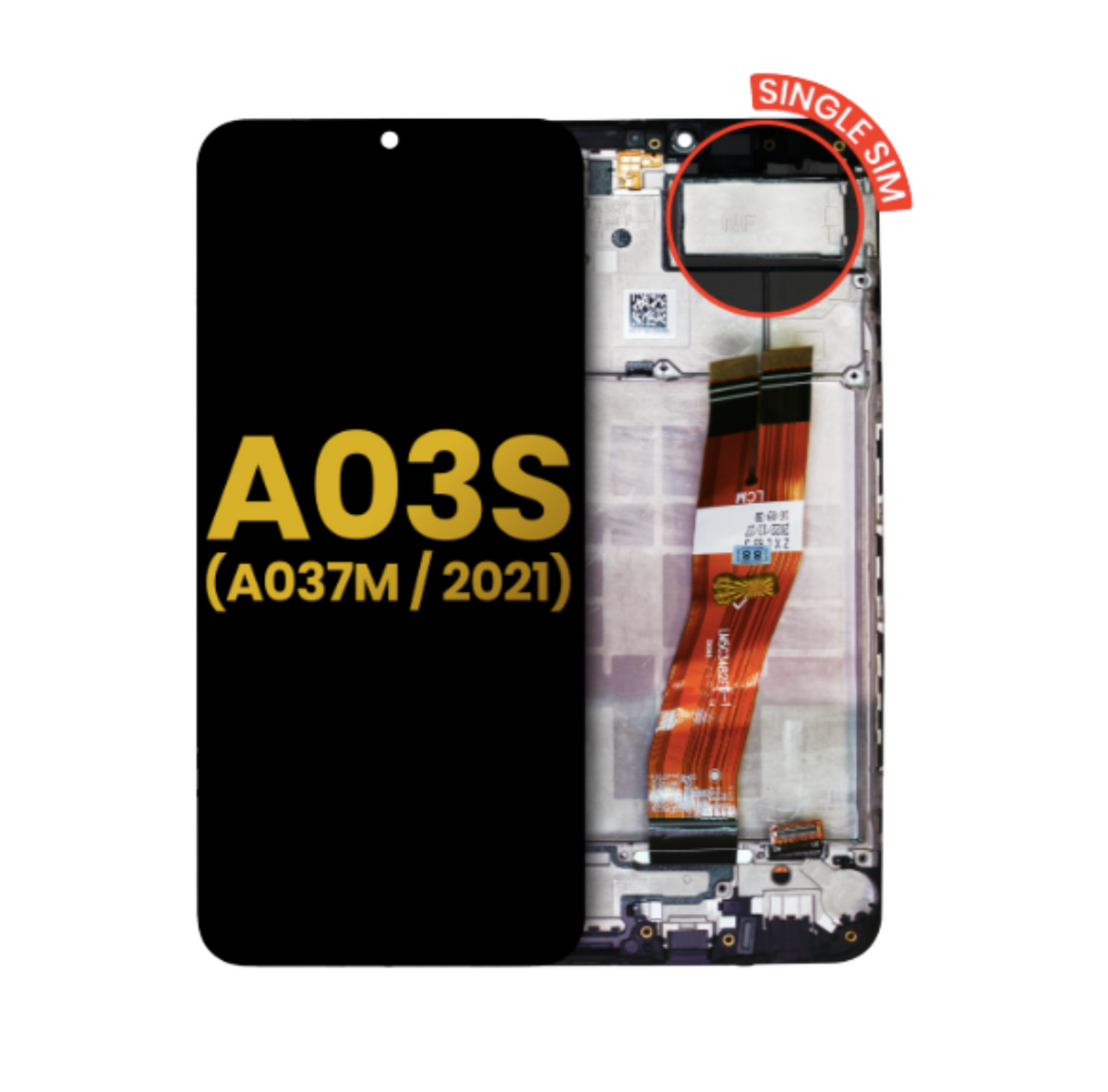 Samsung Galaxy A03s (A037F / A037G / 2021) LCD Assembly With Frame (Single Sim) (Type C Frame)  (All Colors)
