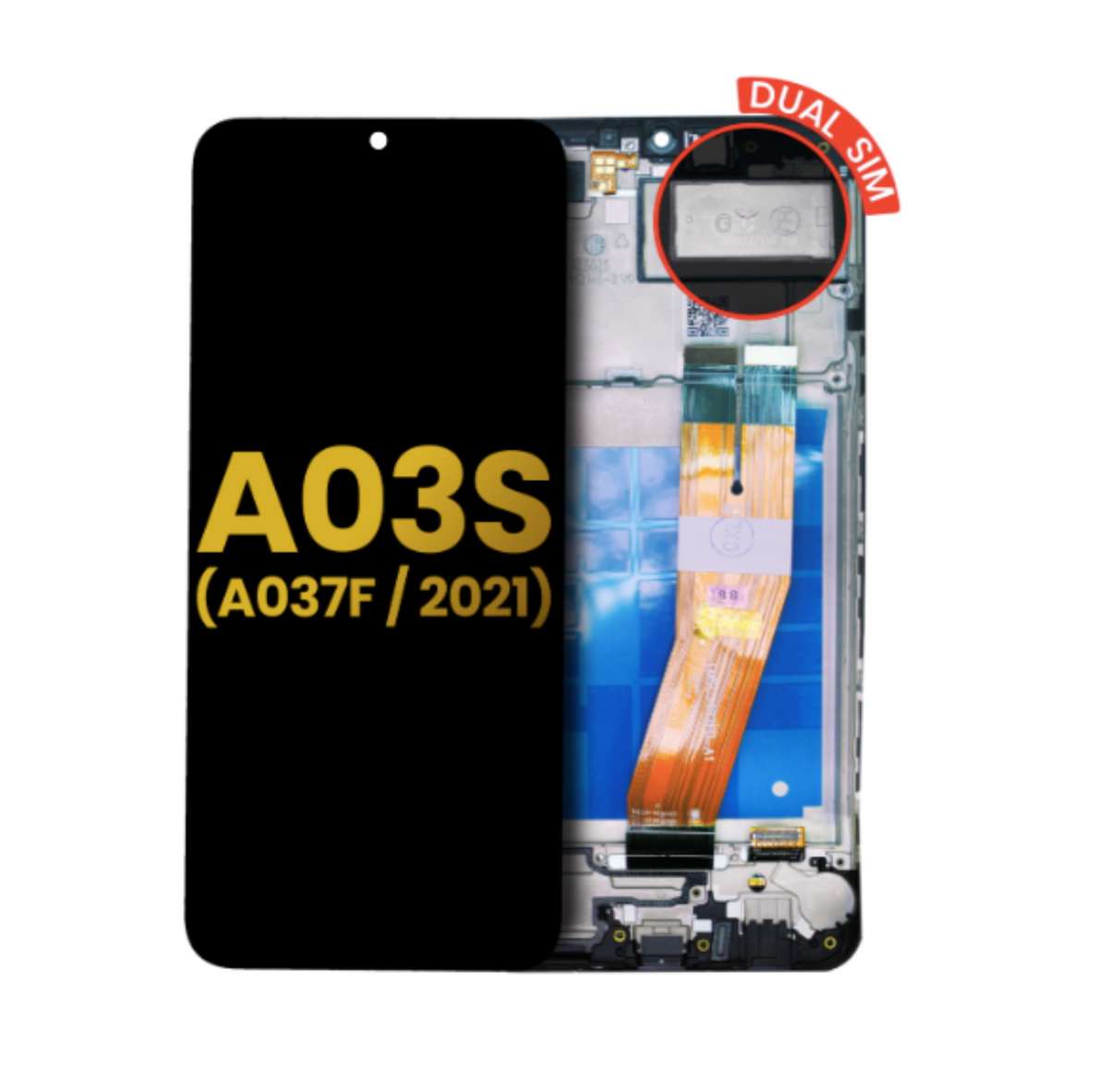 Samsung Galaxy A03s (A037F / 2021) LCD Assembly With Frame (Dual Sim) (Micro USB Frame)  (All Color)