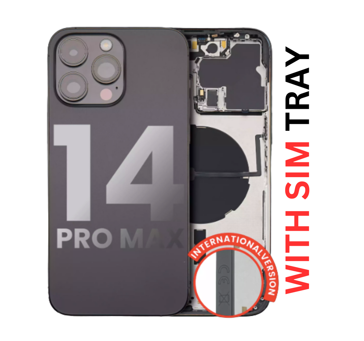 iPhone 14 Pro Max Back Housing with Small Pre-Installed (International Version) (with SIM Tray) (Used OEM Pull: Like New)
