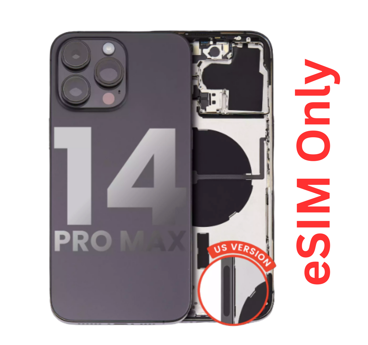 iPhone 14 Pro Max Back Housing with Small Pre-Installed (US Version) (eSIM Only) (Used OEM Pull: Like New)