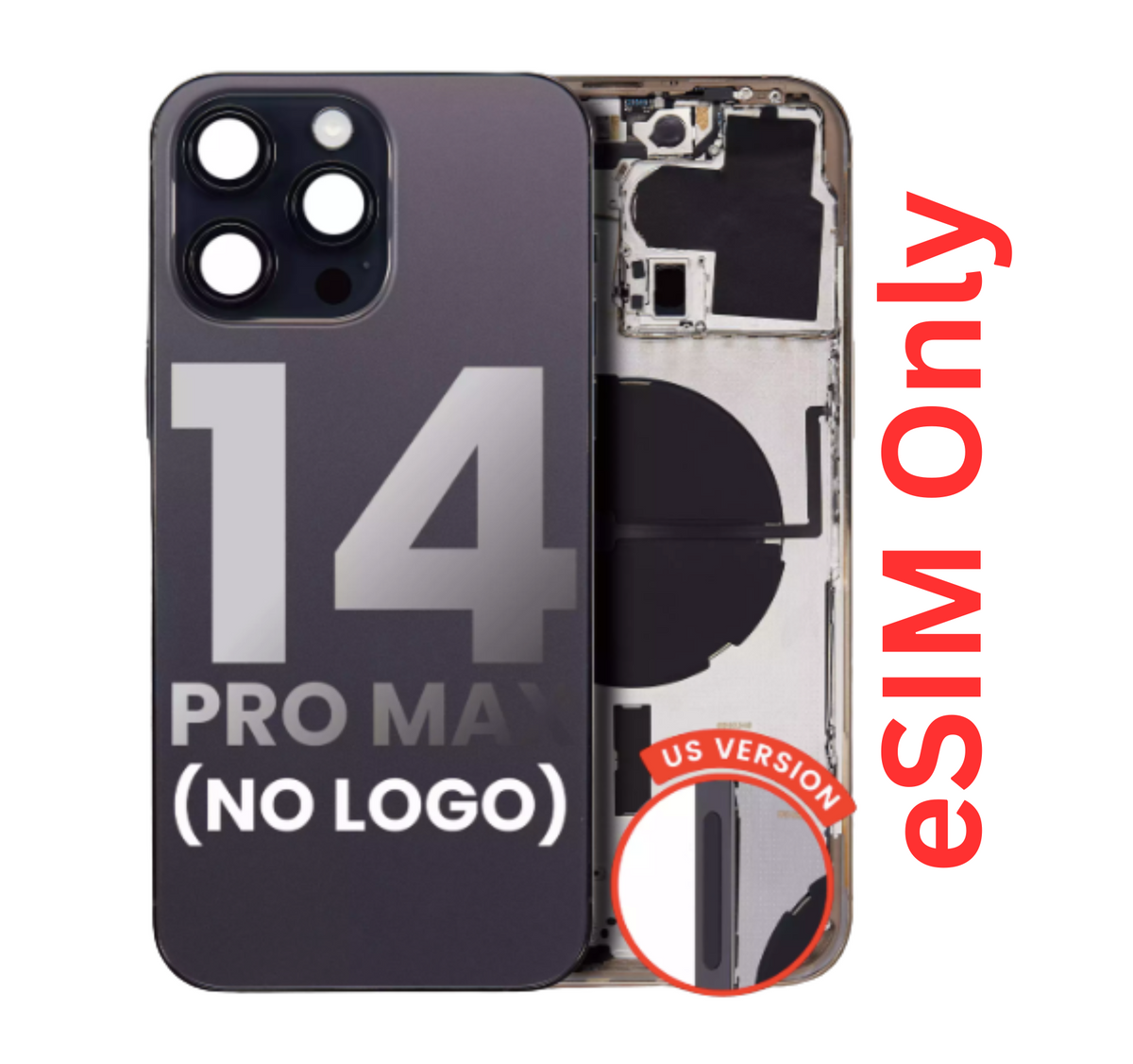 iPhone 14 Pro Max Back Housing with Small Pre-Installed (US Version) (eSIM Only) (No Logo)