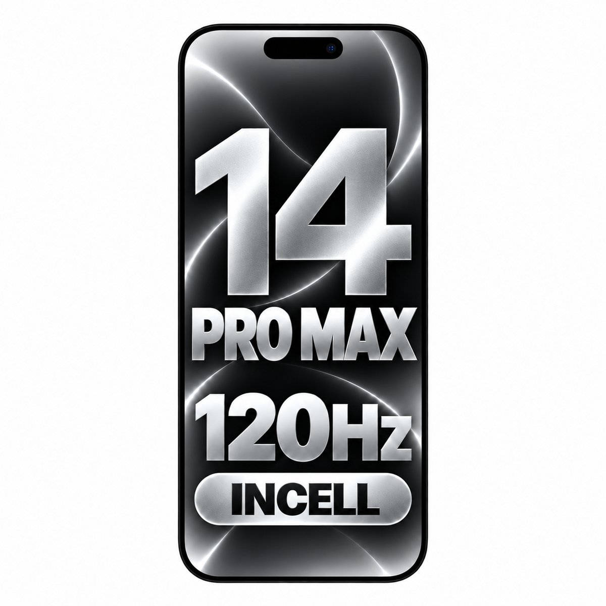 Front view of iPhone 14 Pro Max Incell LCD screen replacement (120Hz)