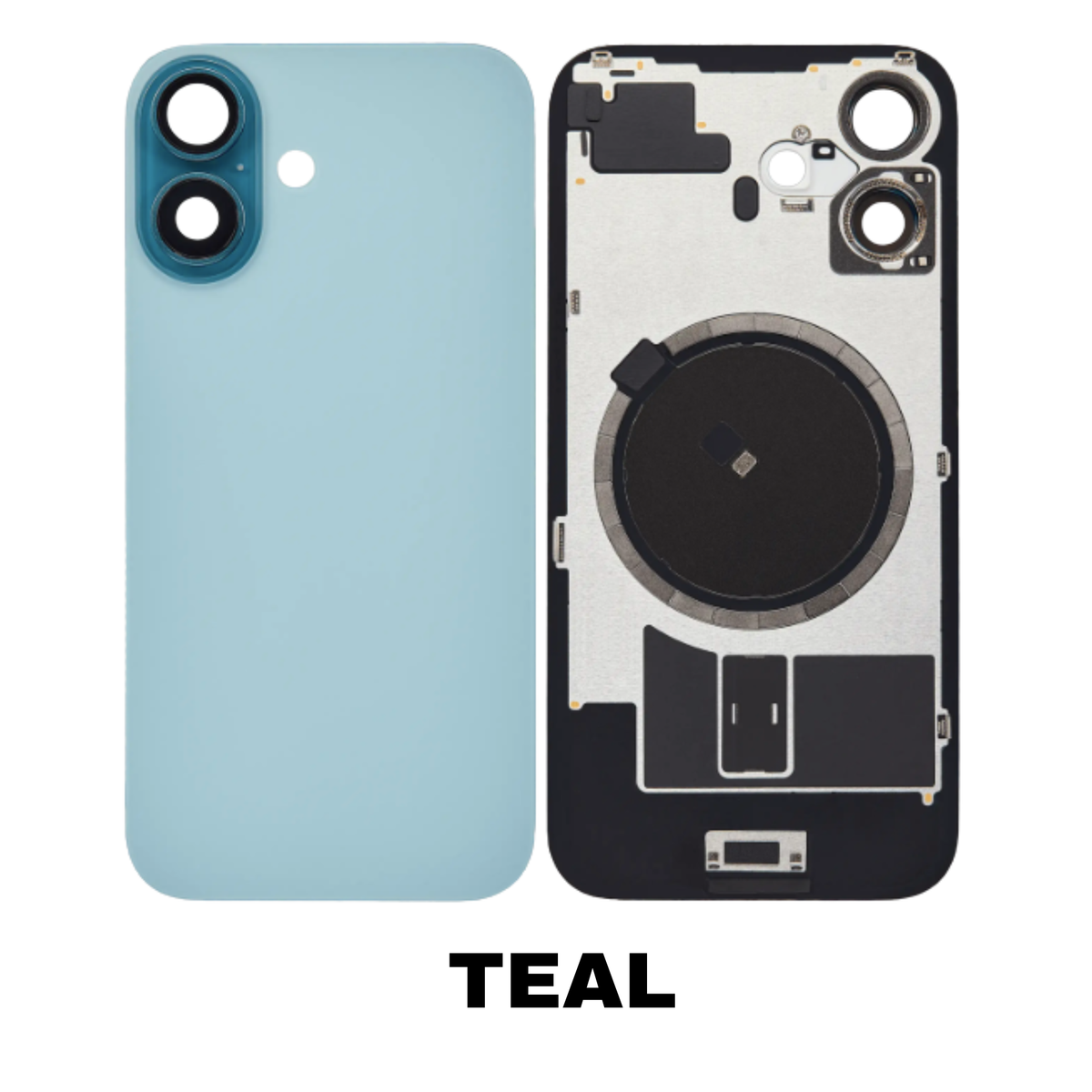 iPhone 16 back glass Teal no logo MagSafe magnet