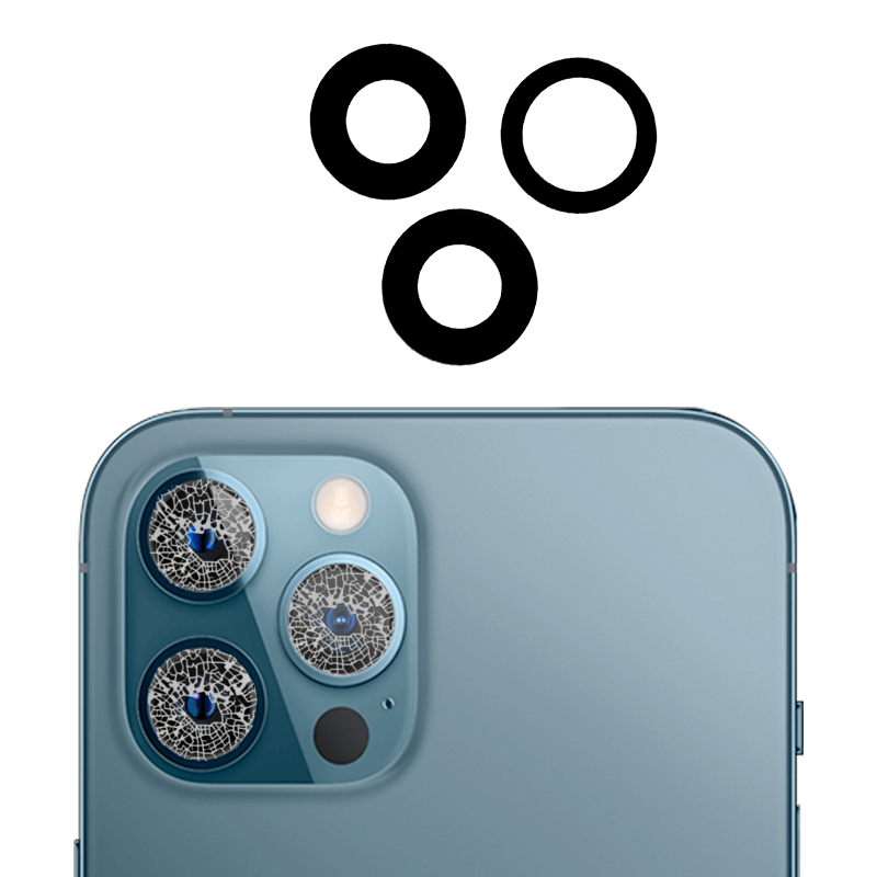 iPhone 12 Pro Max Rear Camera Lens with Adhesive (3 piece set)