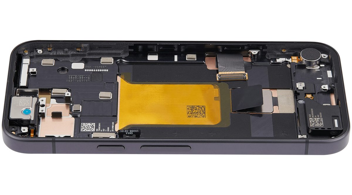 Google Pixel 9a OEM refurbished OLED with frame and fingerprint sensor – Obsidian detail