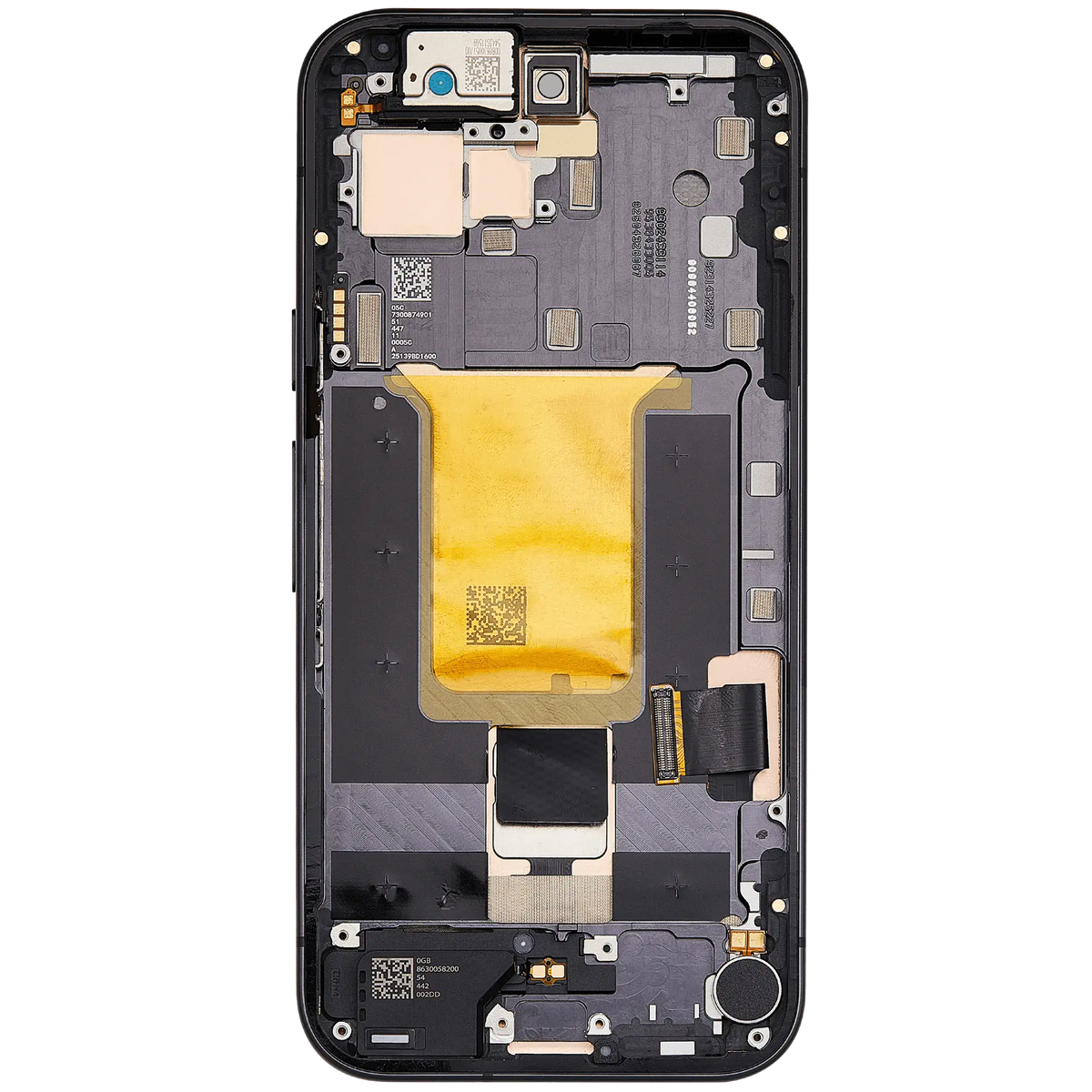 Google Pixel 9a OEM refurbished OLED with frame and fingerprint sensor – Obsidian detail