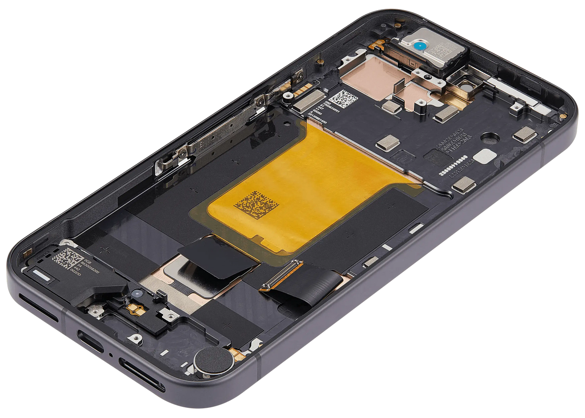 Google Pixel 9a OEM refurbished OLED with frame and fingerprint sensor – Obsidian detail
