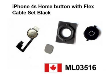 iPhone 4S Home Button with Gasket & Flex Cable - Black