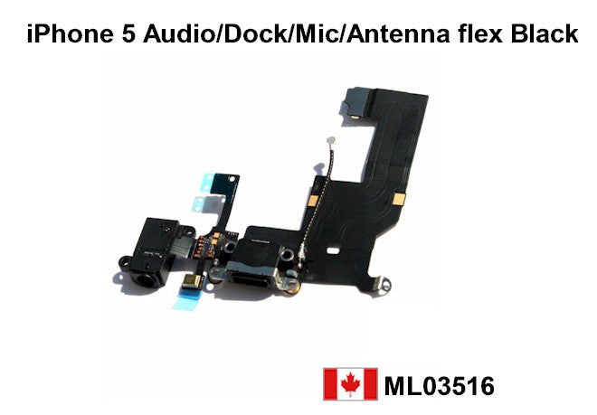 iPhone 5 Dock Charging Port Audio Jack Flex Cable Assembly - Black