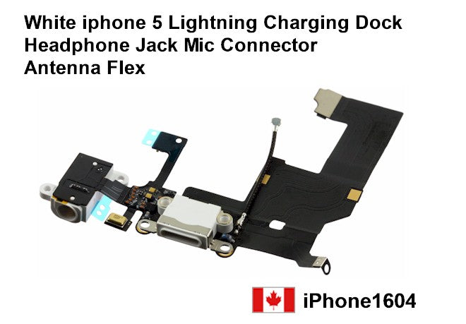 iPhone 5 Charging Port & Audio Jack Flex Cable - White