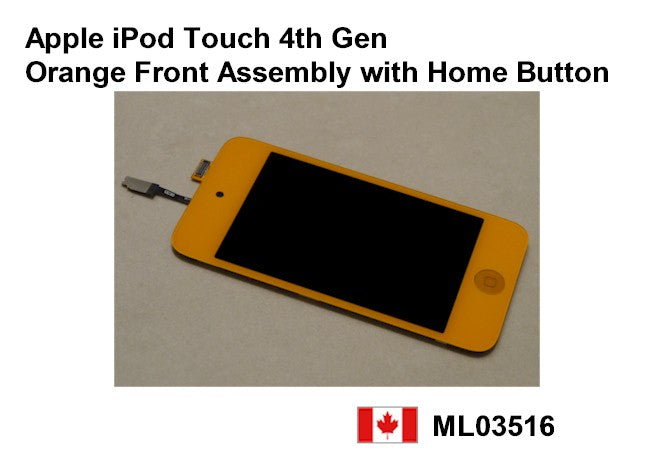 iPod Touch 4th Gen Front Assembly with Home Button - LCD and Digitizer - Orange