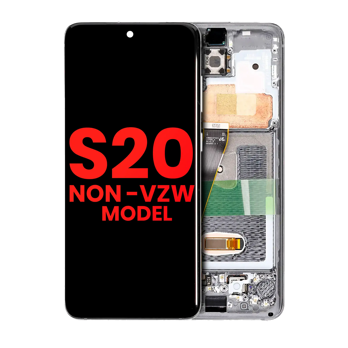 Samsung Galaxy S20 Non-Verizon Aftermarket screen with frame Cloud White