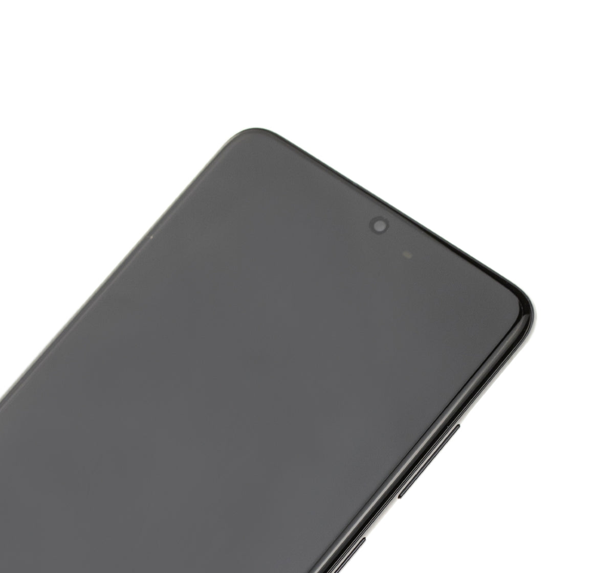 Samsung Galaxy S20 Plus OEM Refurbished screen with frame Cosmic Black detail