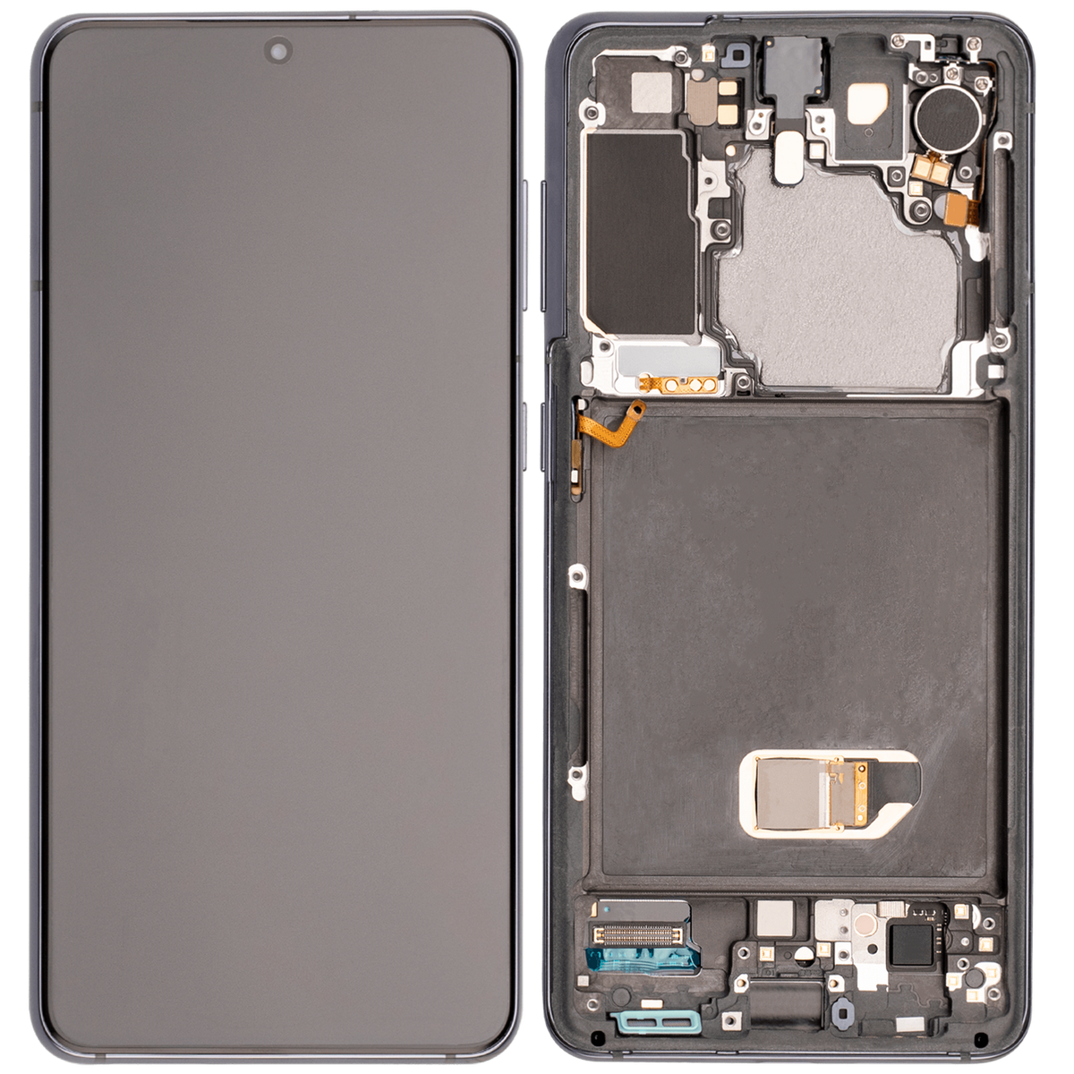 Samsung Galaxy S21 Aftermarket screen with frame Phantom Gray detail