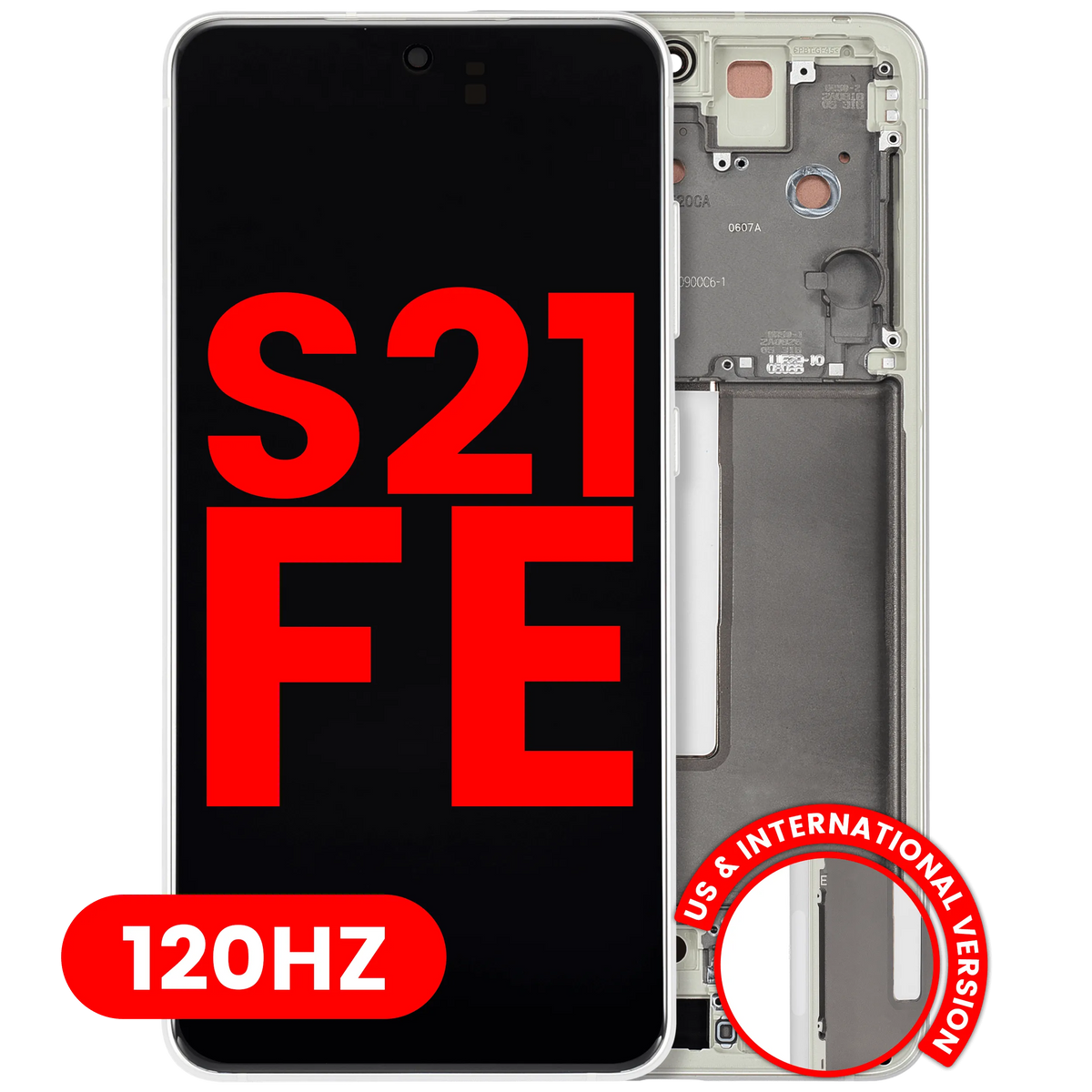 Samsung Galaxy S21 FE Aftermarket 120Hz screen with frame Olive Green