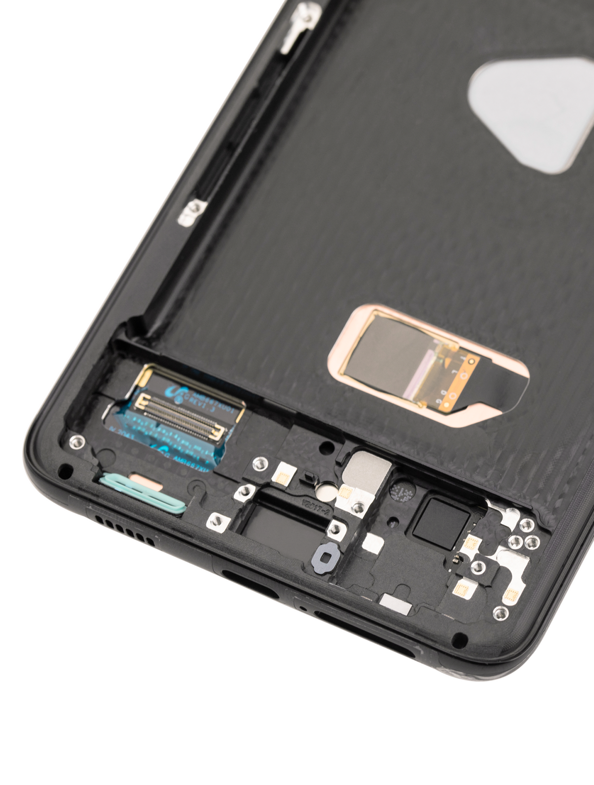 Samsung Galaxy S21 Plus OEM Refurbished screen with frame Phantom Black detail