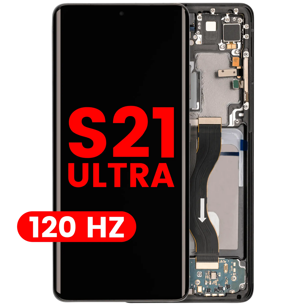 Samsung Galaxy S21 Ultra Aftermarket 120Hz screen with frame Phantom Black