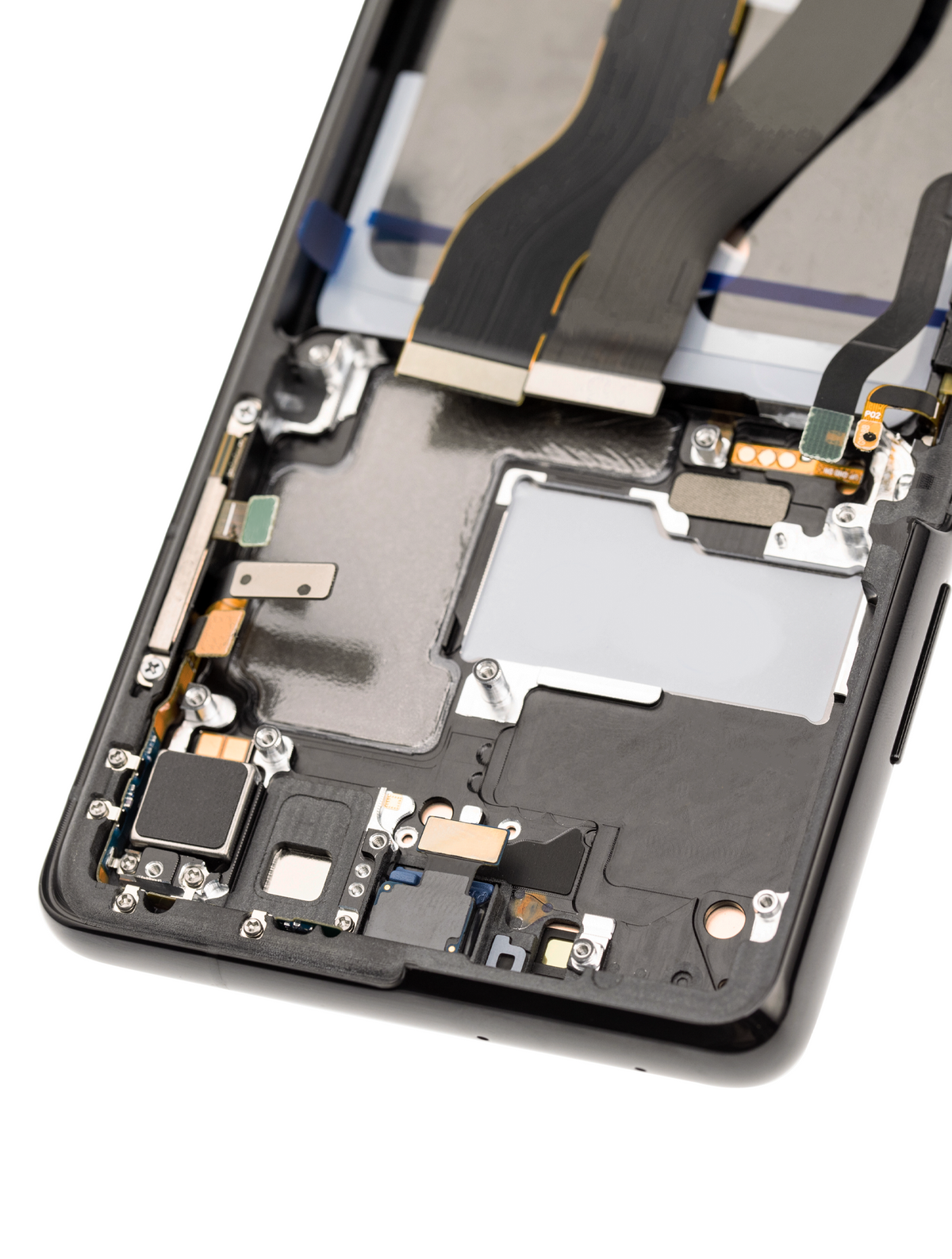 Samsung Galaxy S21 Ultra OEM Refurbished screen with frame Phantom Black detail