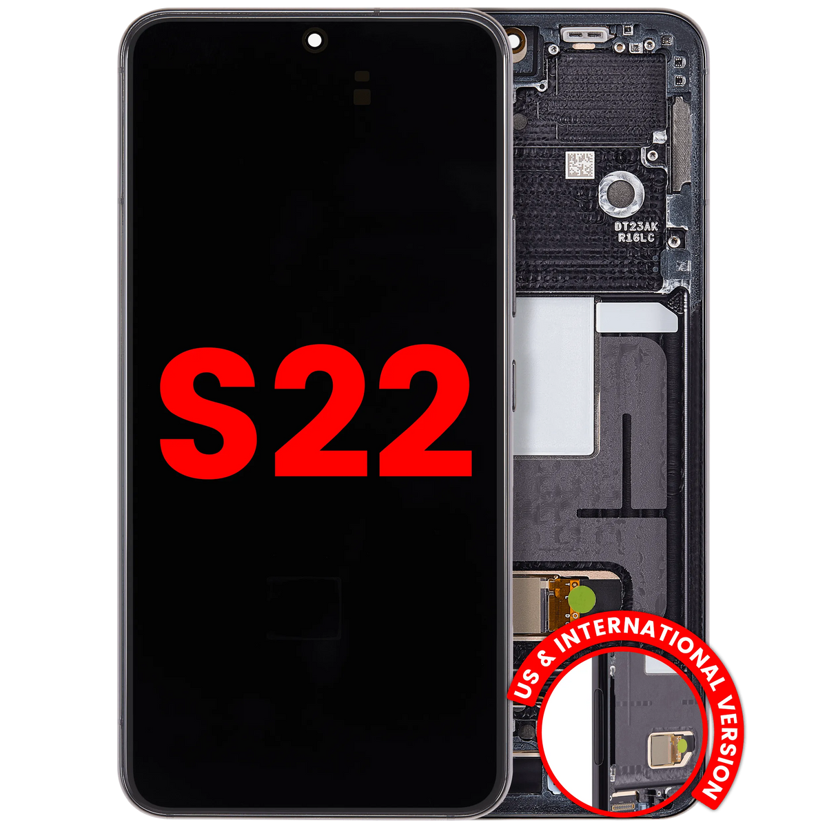 Samsung Galaxy S22 Aftermarket 120Hz screen with frame Phantom Black
