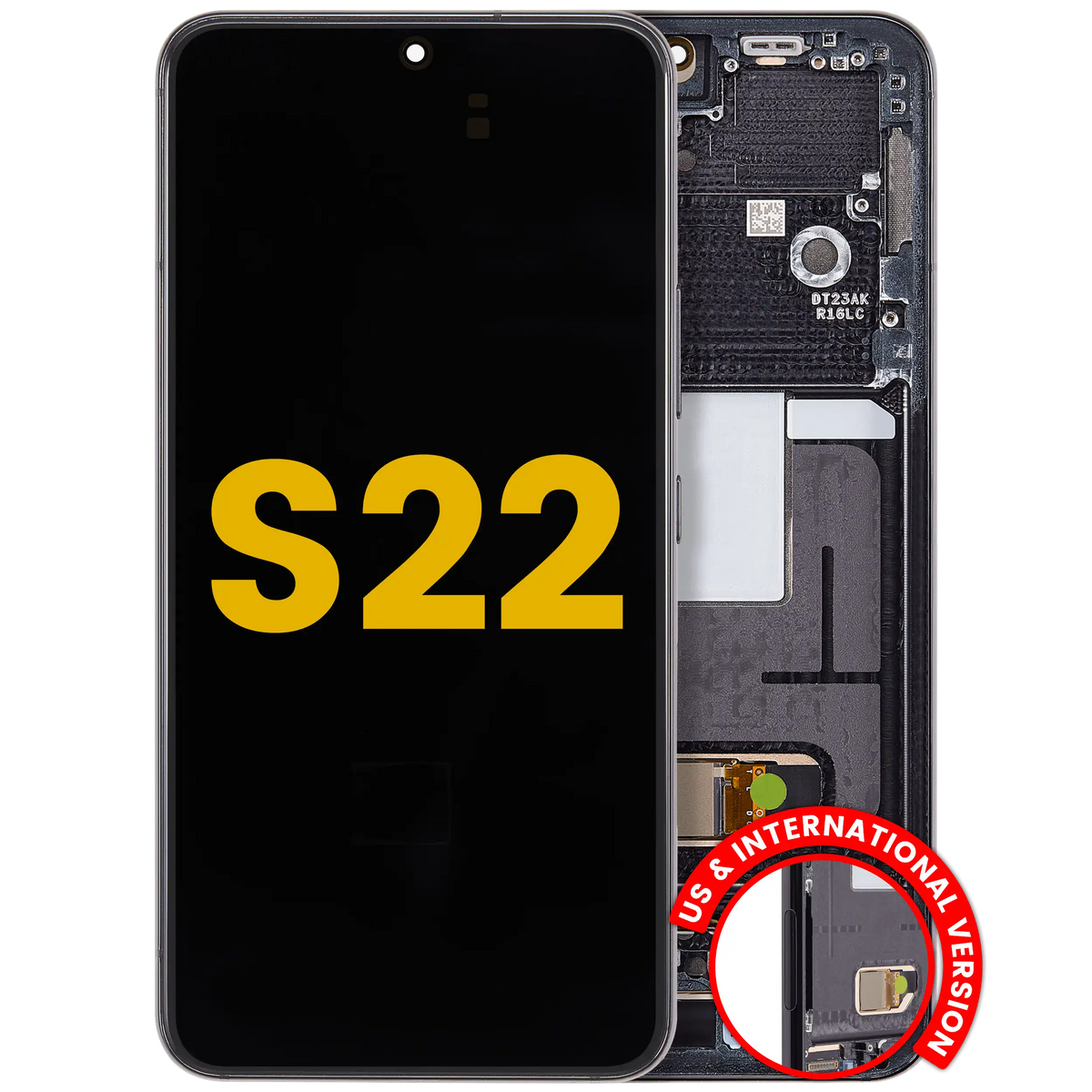 Samsung Galaxy S22 OEM Refurbished screen with frame Phantom Black