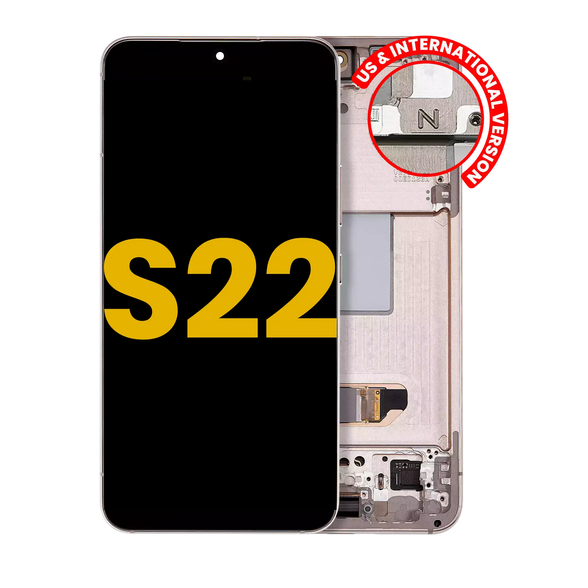 Samsung Galaxy S22 OEM Refurbished screen with frame Pink Gold