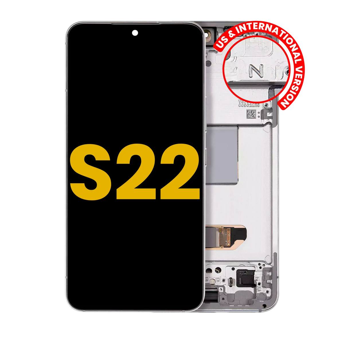 Samsung Galaxy S22 OEM Refurbished screen with frame White