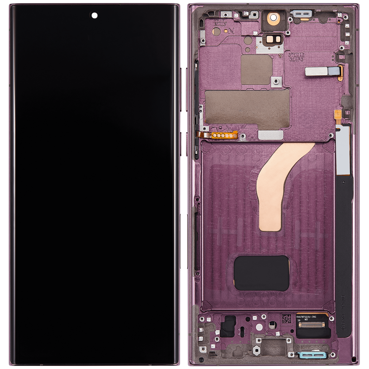 Samsung Galaxy S22 Ultra oem-refurbished OLED Assembly With Frame Burgundy view 1