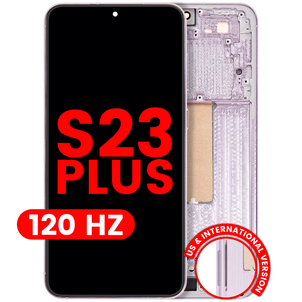 Samsung Galaxy S23 Plus Aftermarket 120Hz OLED with frame – Lavender