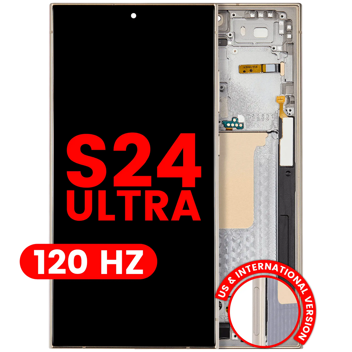 Samsung Galaxy S24 Ultra Aftermarket Plus 120Hz with frame — Titanium yellow