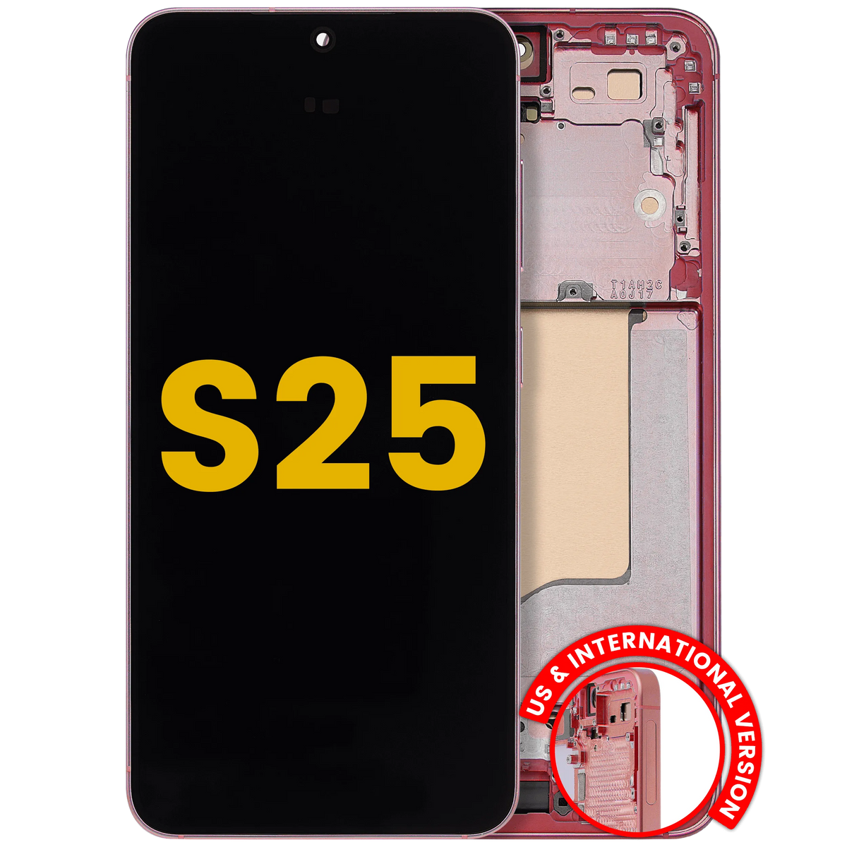 Samsung Galaxy S25 OEM Refurbished OLED with frame — Coral Red