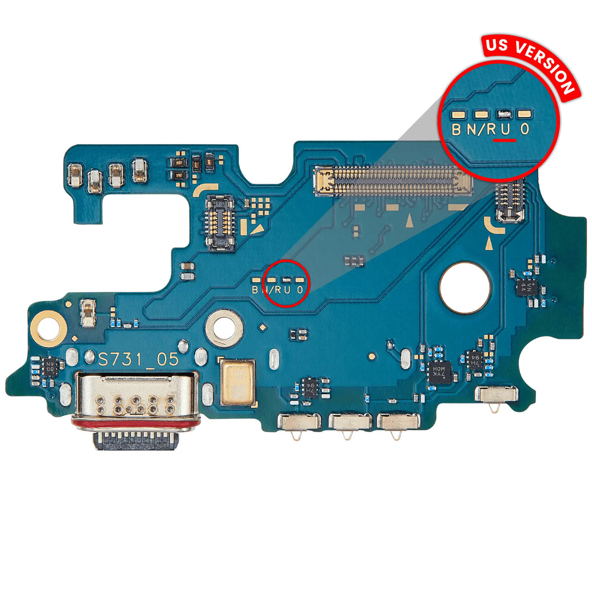 Samsung Galaxy S25 FE S731U US charging port board with SIM card reader - main view