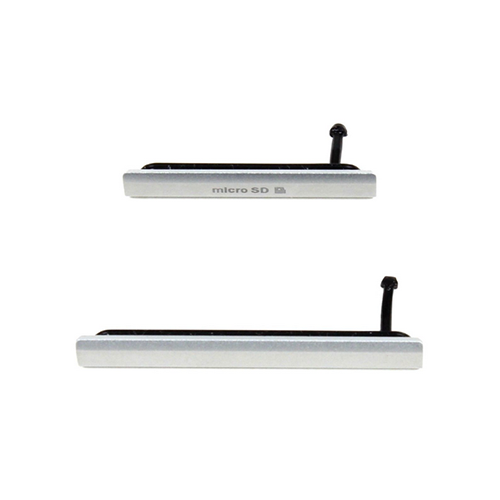 Sony Xperia Z2 USB Charging / Sim / Micro SD Card Port Cover Set - Silver
